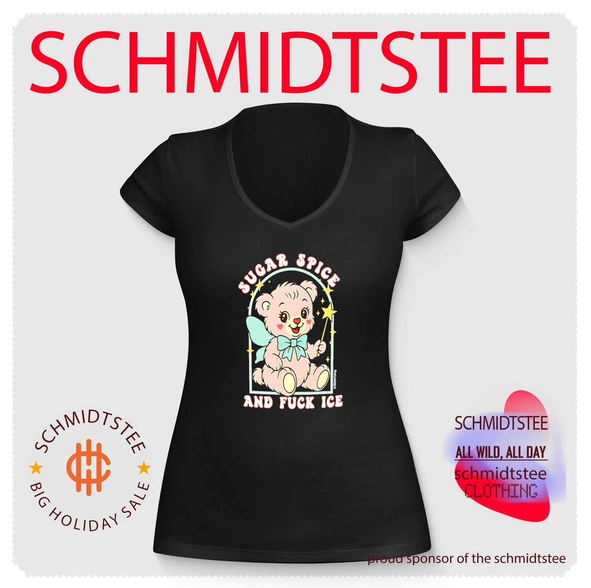Sugar spice and fuck ice cartoon pink teddy bear shirt