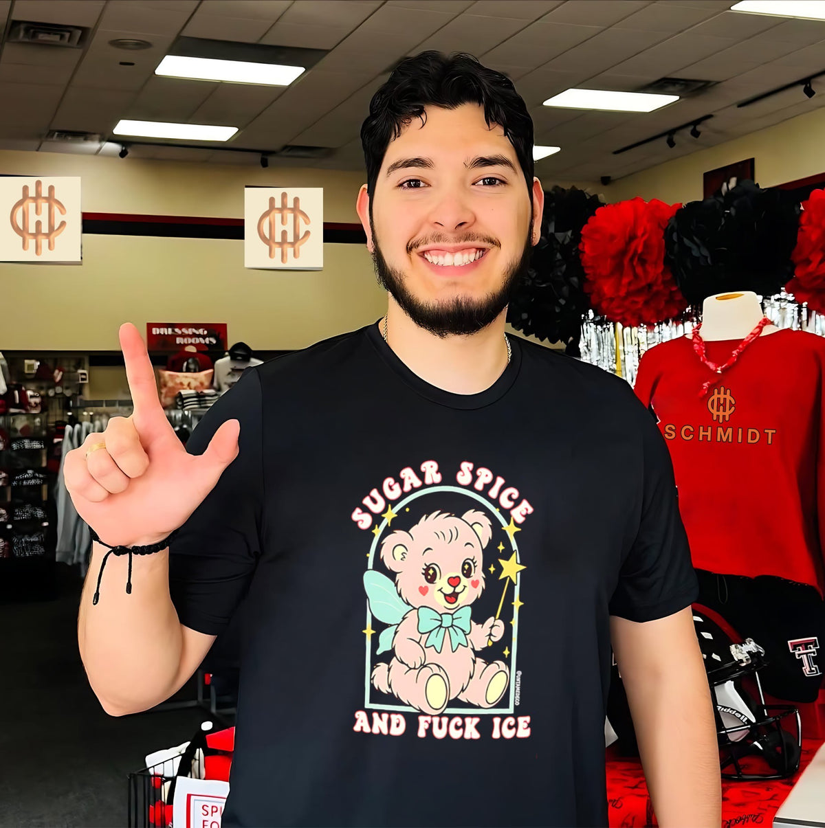 Sugar spice and fuck ice cartoon pink teddy bear shirt