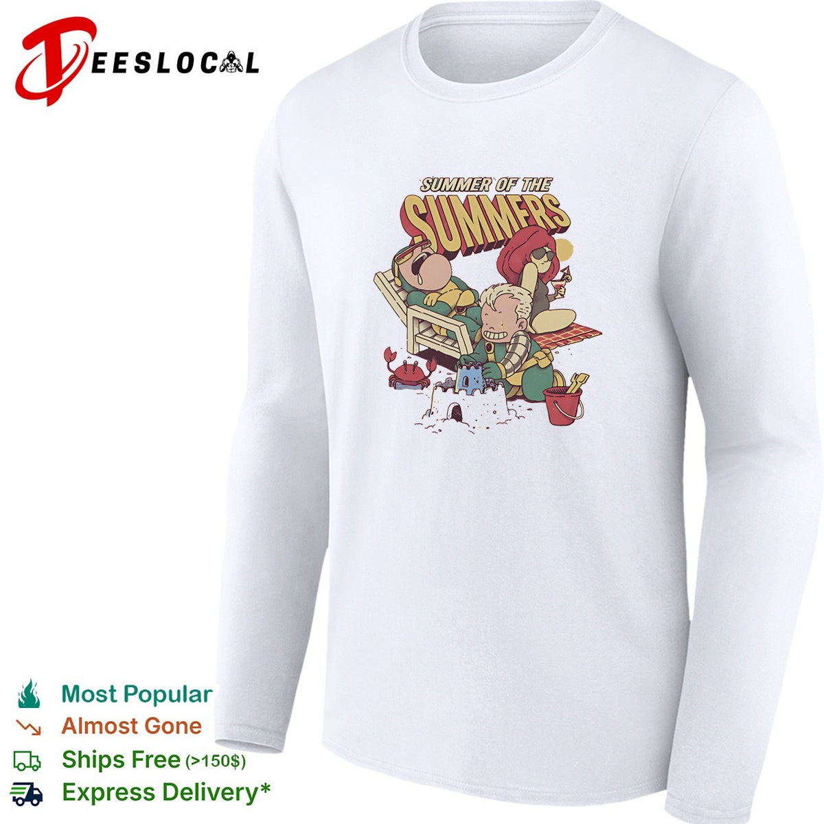 Summer of the Summers two kids beach sand castles cartoon fun art shirt