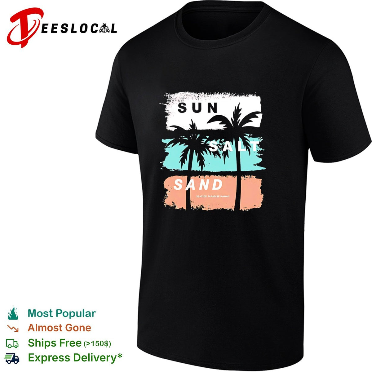 Sun salt sand beach palm trees vintage shirt