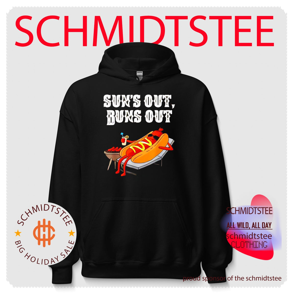 Sun’s out buns out hot dog summer humor shirt