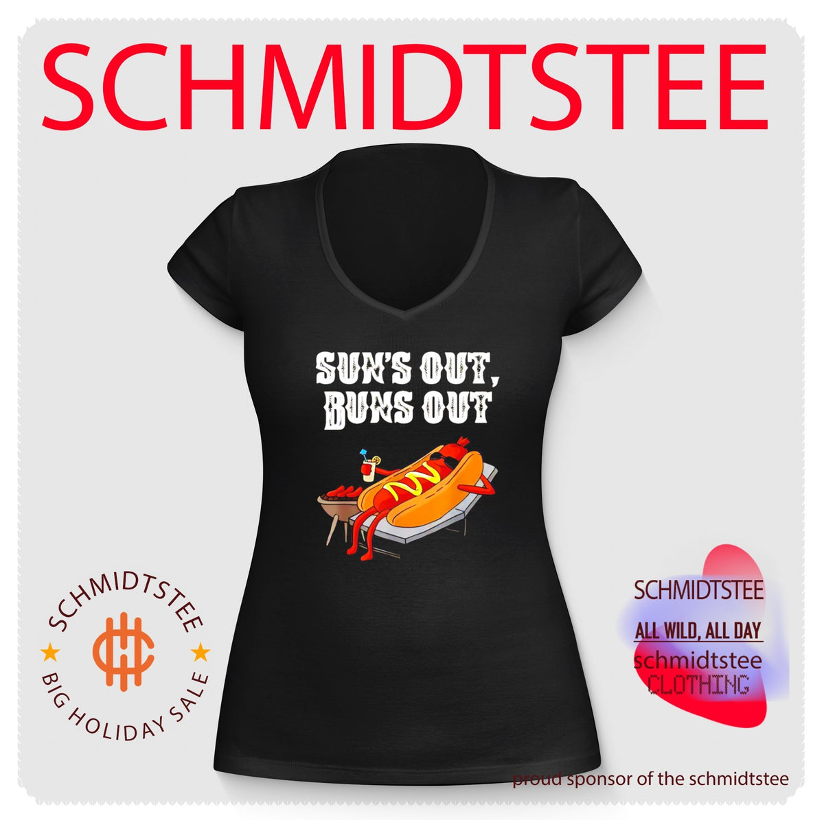 Sun’s out buns out hot dog summer humor shirt