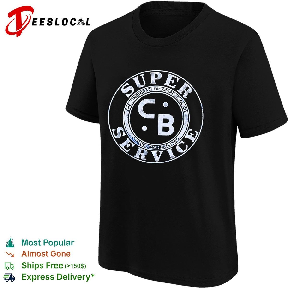 Super Service CB vintage Cincinnati gas station circular badge logo graphic shirt