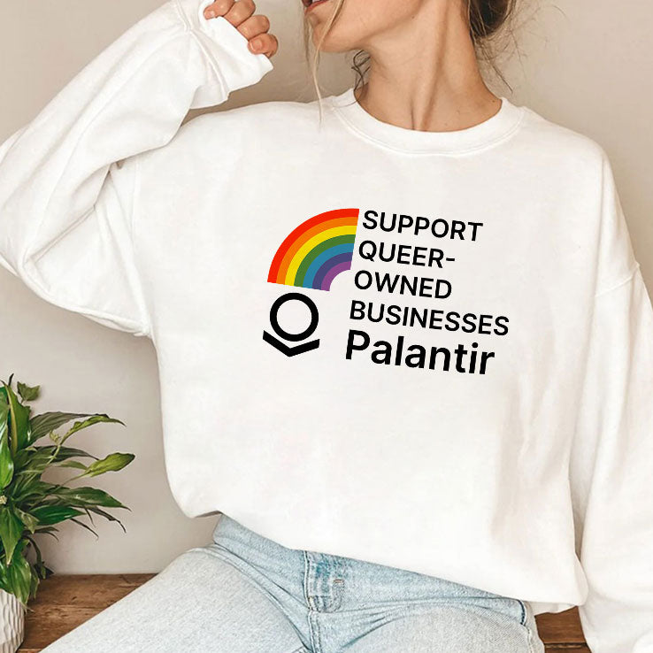 Support Queer-Owned Businesses Palantir Rainbow Flag T Shirt