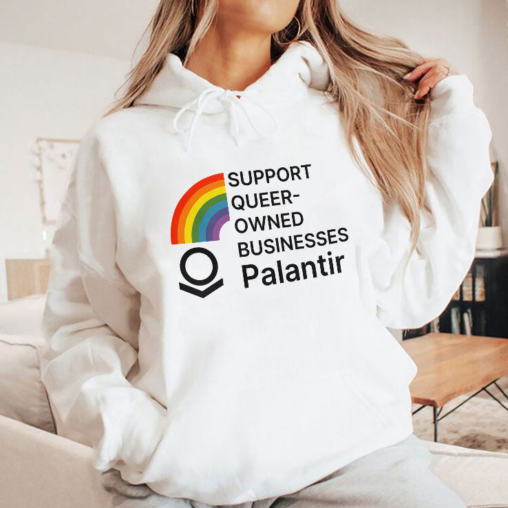 Support Queer-Owned Businesses Palantir Rainbow Flag T Shirt