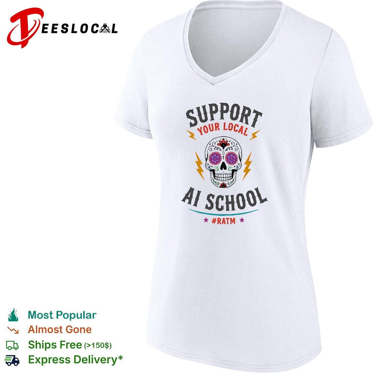 Support your local ai school ratm sugar skull shirt