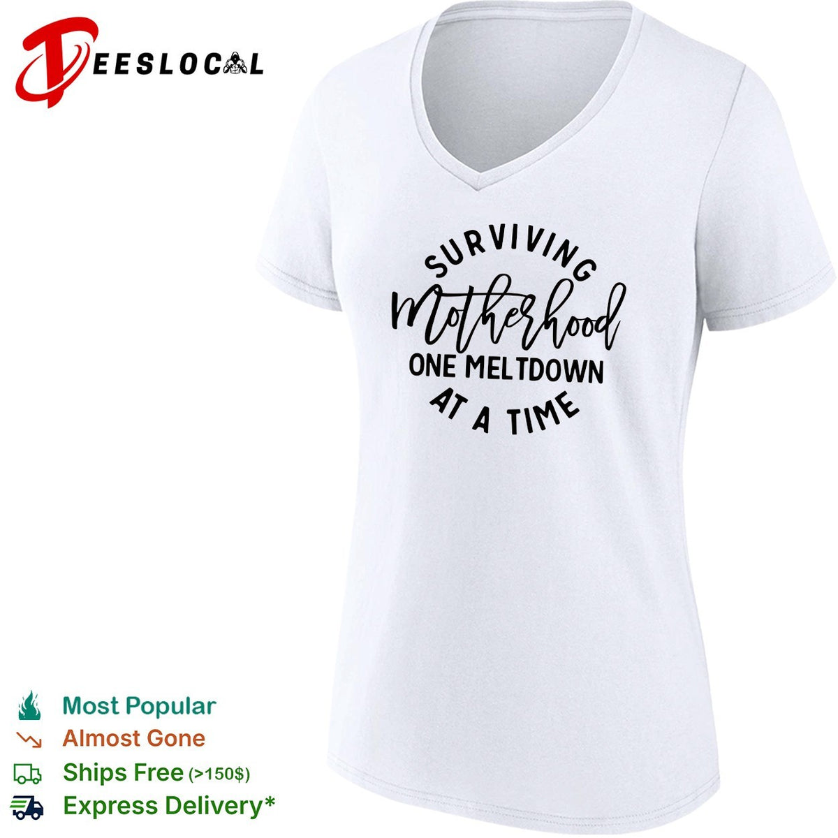 Surviving motherhood one meltdown at a time circle script art shirt