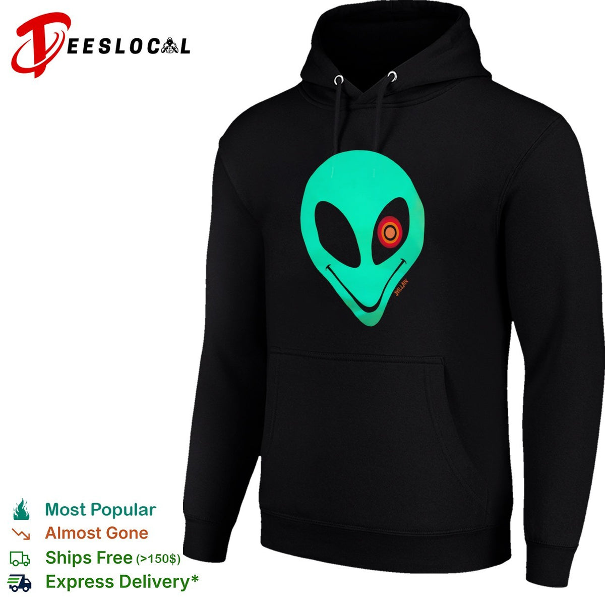 Svillain Alien Glow in the Dark Eye Design Neon Extraterrestrial Creature Concept shirt