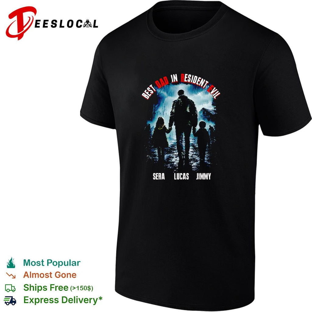 dad in Resident Evil family silhouette walking in the rain poster shirt