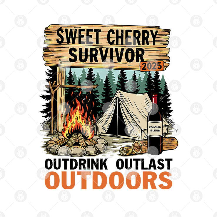 Sweet Cherry Survivor 2025 Outdrink Outlast Outdoors T Shirt