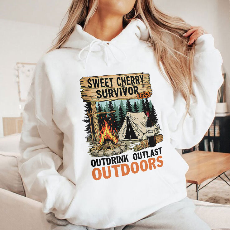 Sweet Cherry Survivor 2025 Outdrink Outlast Outdoors T Shirt
