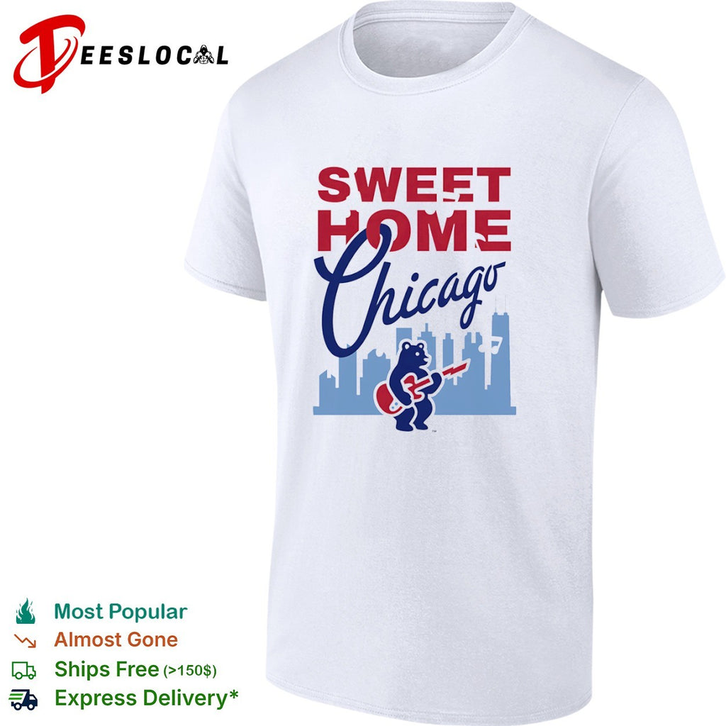 Sweet Home Chicago Cubs Bear Playing Guitar Rock Music Logo Team Baseball shirt