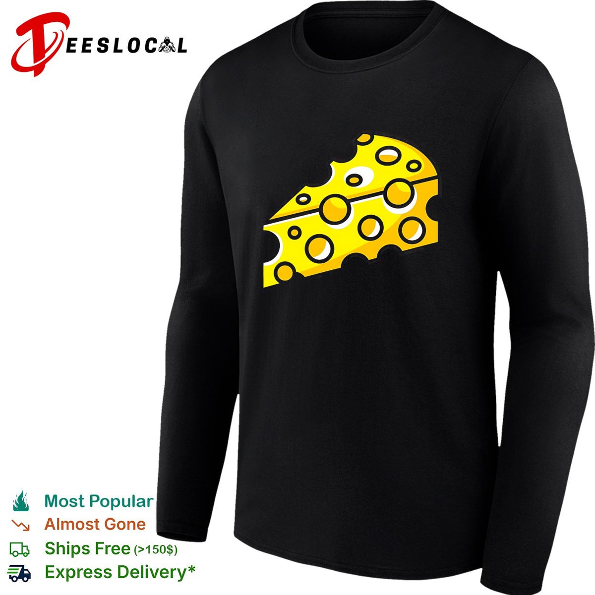 Swiss Cheese Hole Yellow Food Slice Dairy Snack Symbol Pattern Culinary Art shirt
