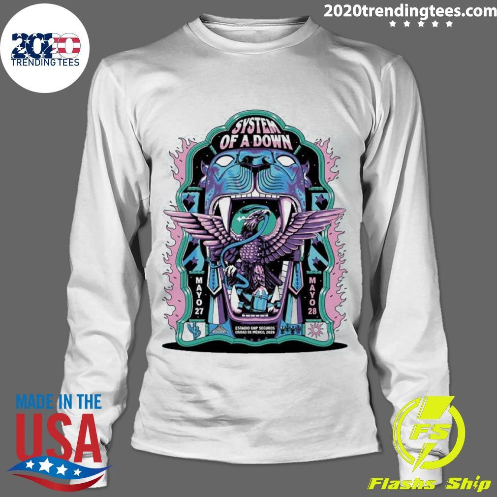 System Of A Down CDMX Mexico De Jonas Santos At Estadio GNP Seguros On 27 And 28 May 2026 Eagle Inside Panther Mouth Shirt