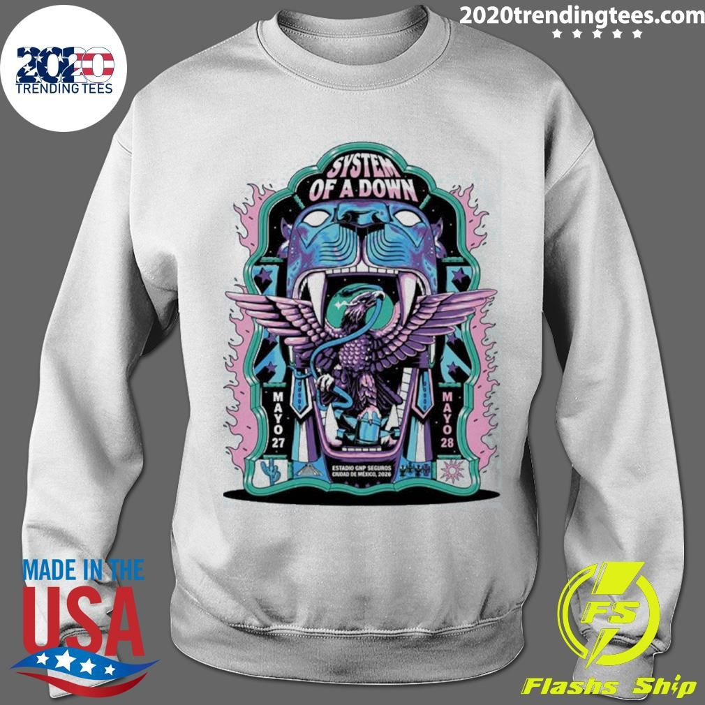 System Of A Down CDMX Mexico De Jonas Santos At Estadio GNP Seguros On 27 And 28 May 2026 Eagle Inside Panther Mouth Shirt