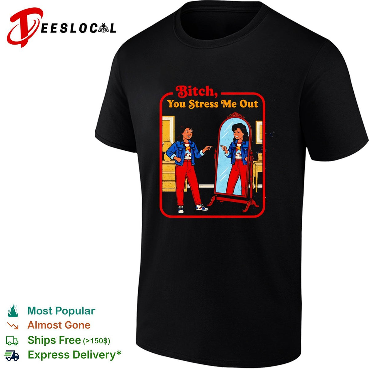 You stress me out retro 70s mirror pointing humor shirt