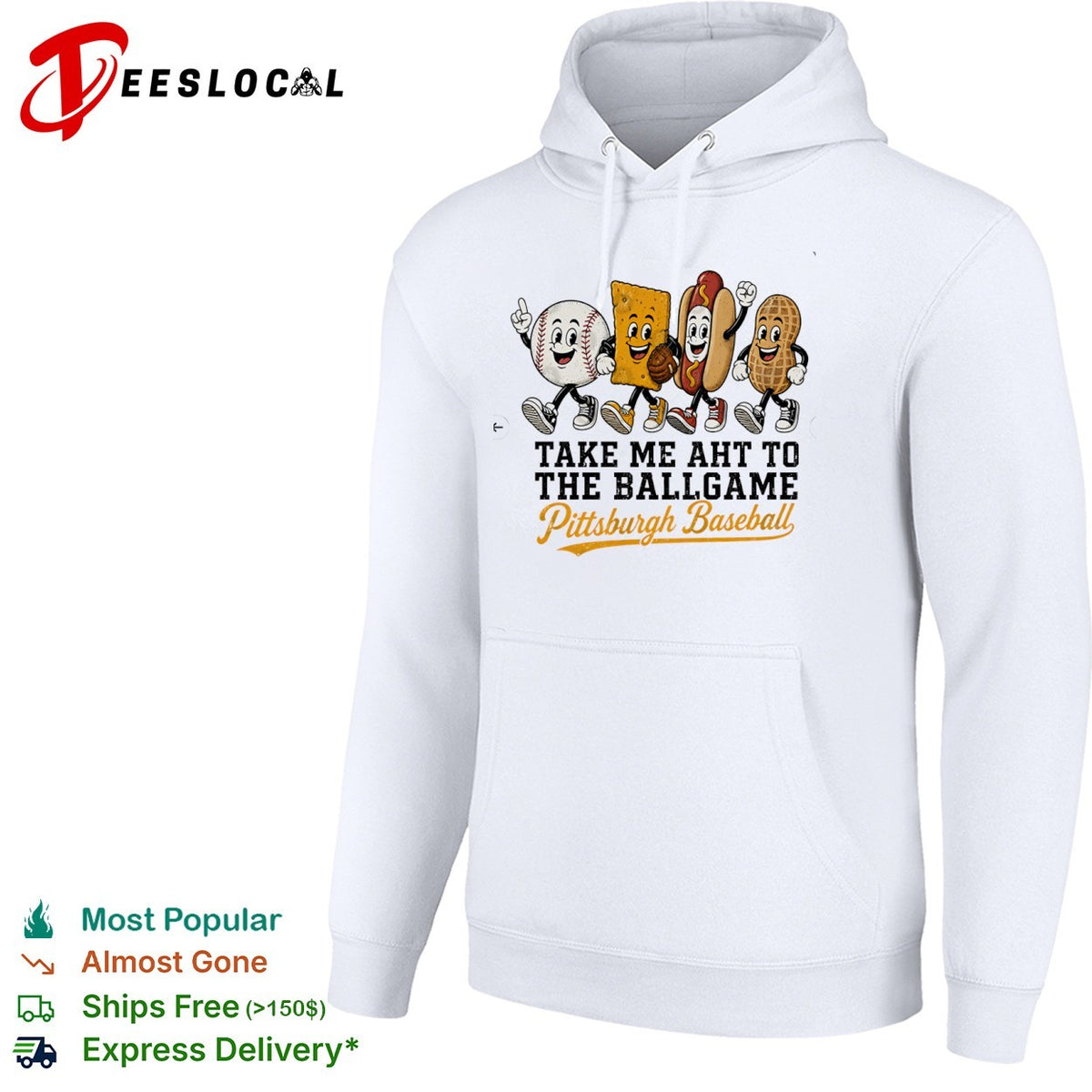 Take me aht to the ballgame Pittsburgh Baseball mascot characters snack food shirt