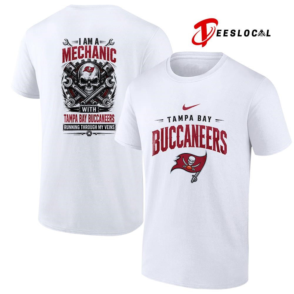 Tampa Bay Buccaneers I am a mechanic running through my veins skeleton shirt