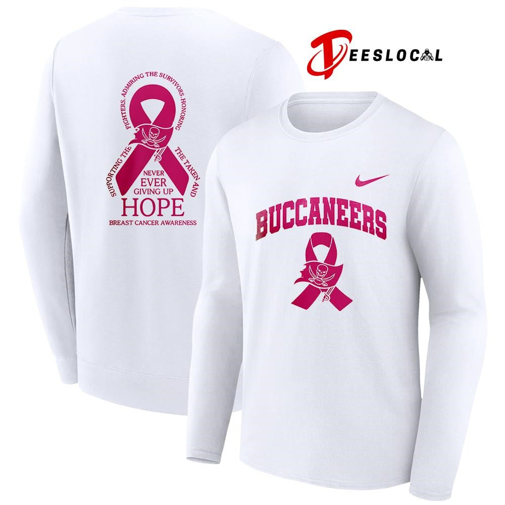Tampa Bay Buccaneers never ever giving up hope breast cancer awareness shirt