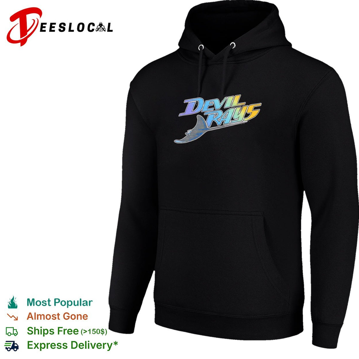Tampa Bay Devil Rays holographic rainbow stingray logo shirt