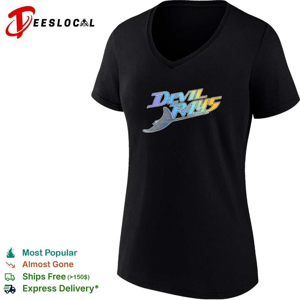 Tampa Bay Devil Rays holographic rainbow stingray logo shirt