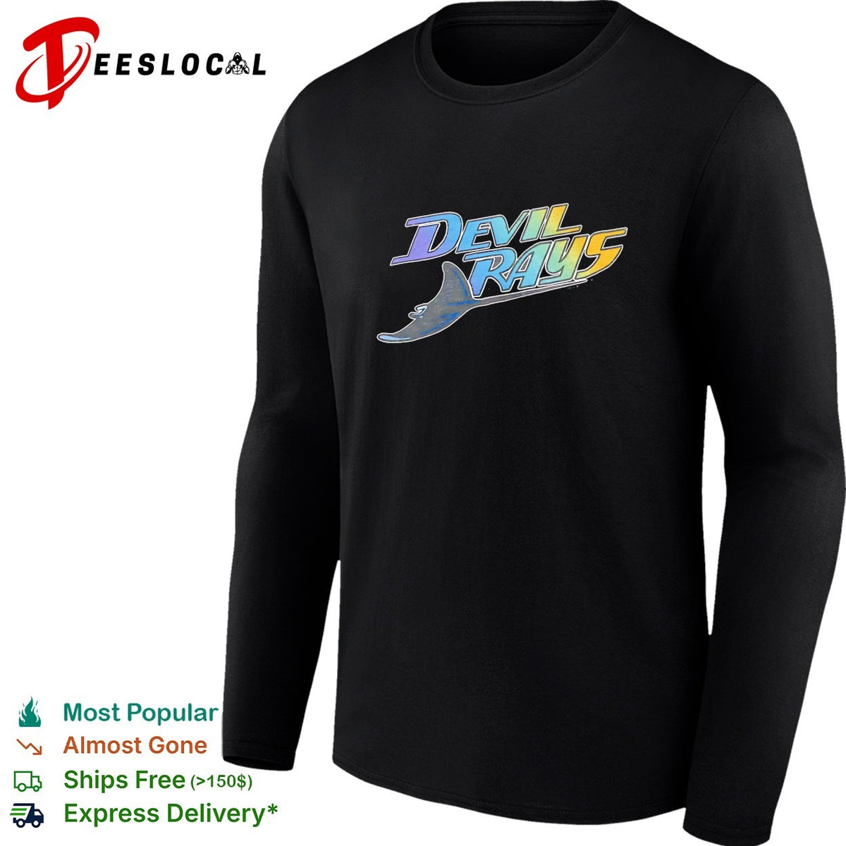 Tampa Bay Devil Rays holographic rainbow stingray logo shirt