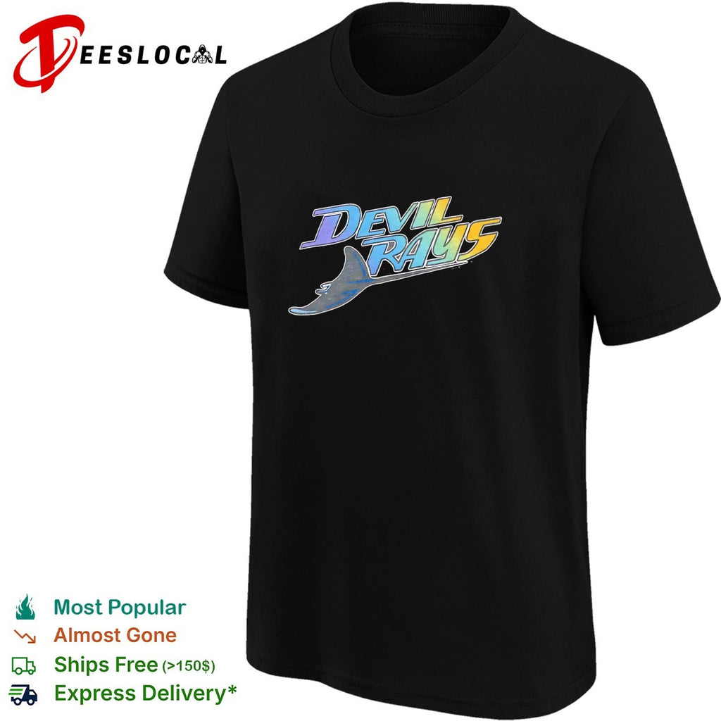 Tampa Bay Devil Rays holographic rainbow stingray logo shirt