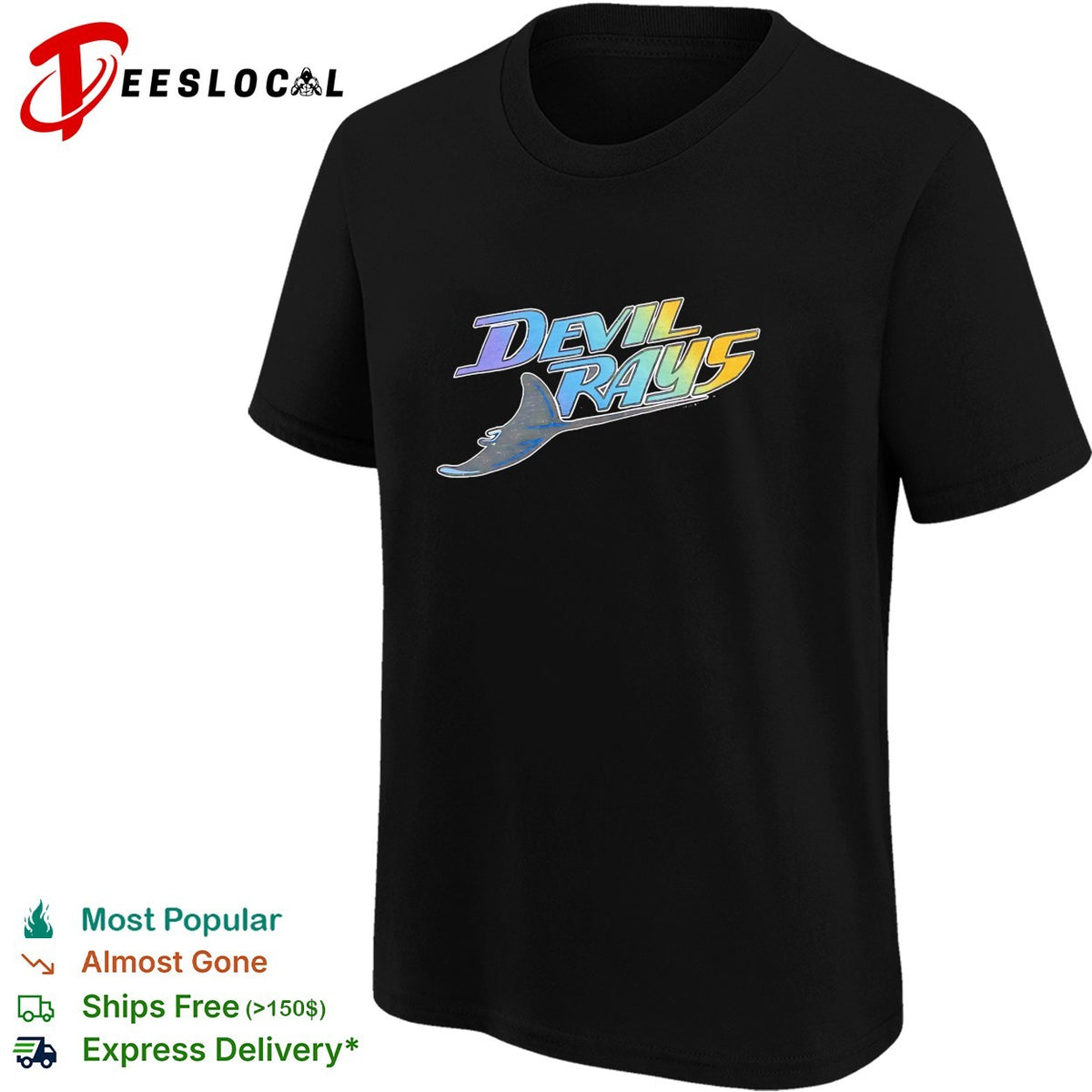 Tampa Bay Devil Rays holographic rainbow stingray logo shirt