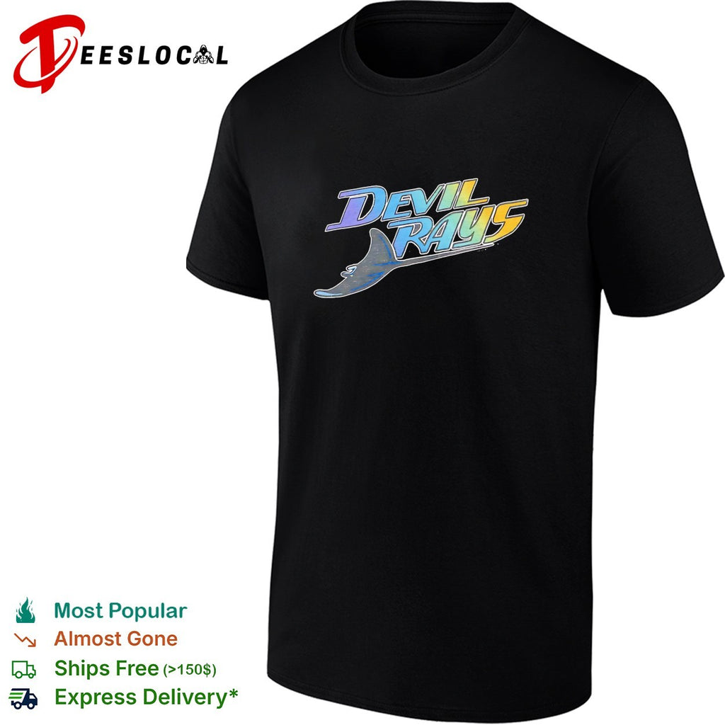 Tampa Bay Devil Rays holographic rainbow stingray logo shirt