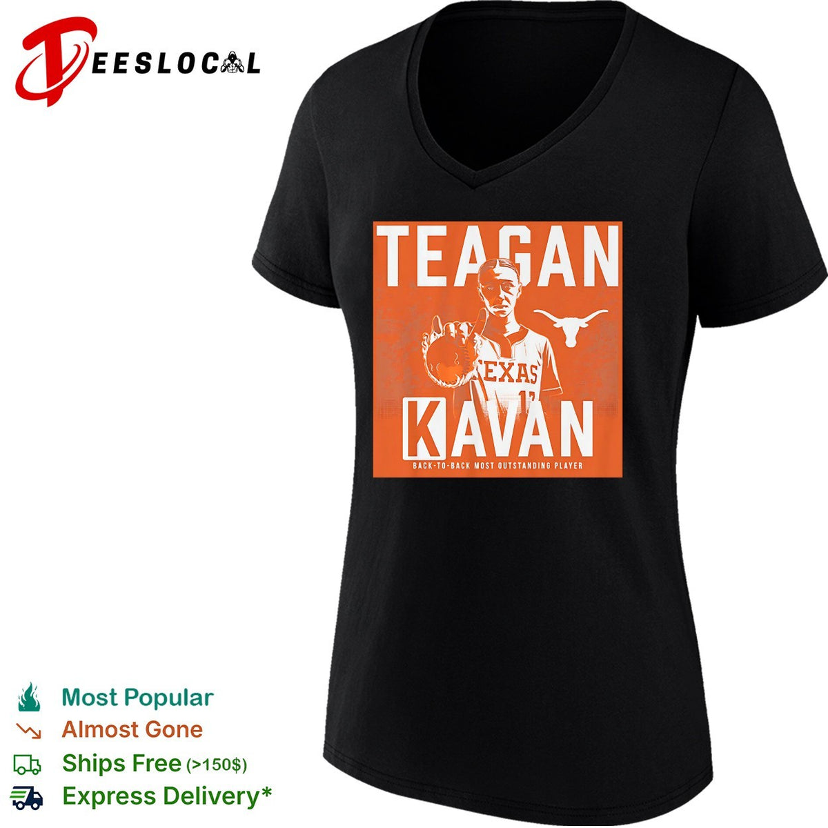 Teagan Kavan Texas Longhorns back to back most outstanding player portrait shirt
