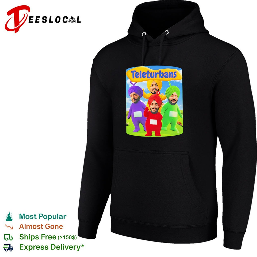 Teleturbans colorful turban parody characters group illustration graphic shirt