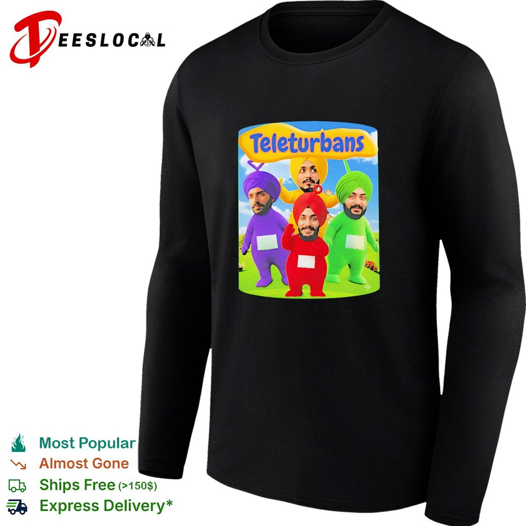 Teleturbans colorful turban parody characters group illustration graphic shirt