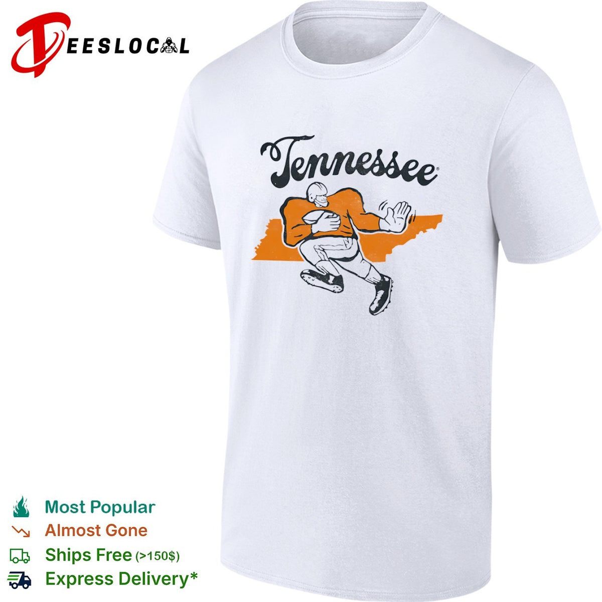 Tennessee Football Map Logo state outline shirt
