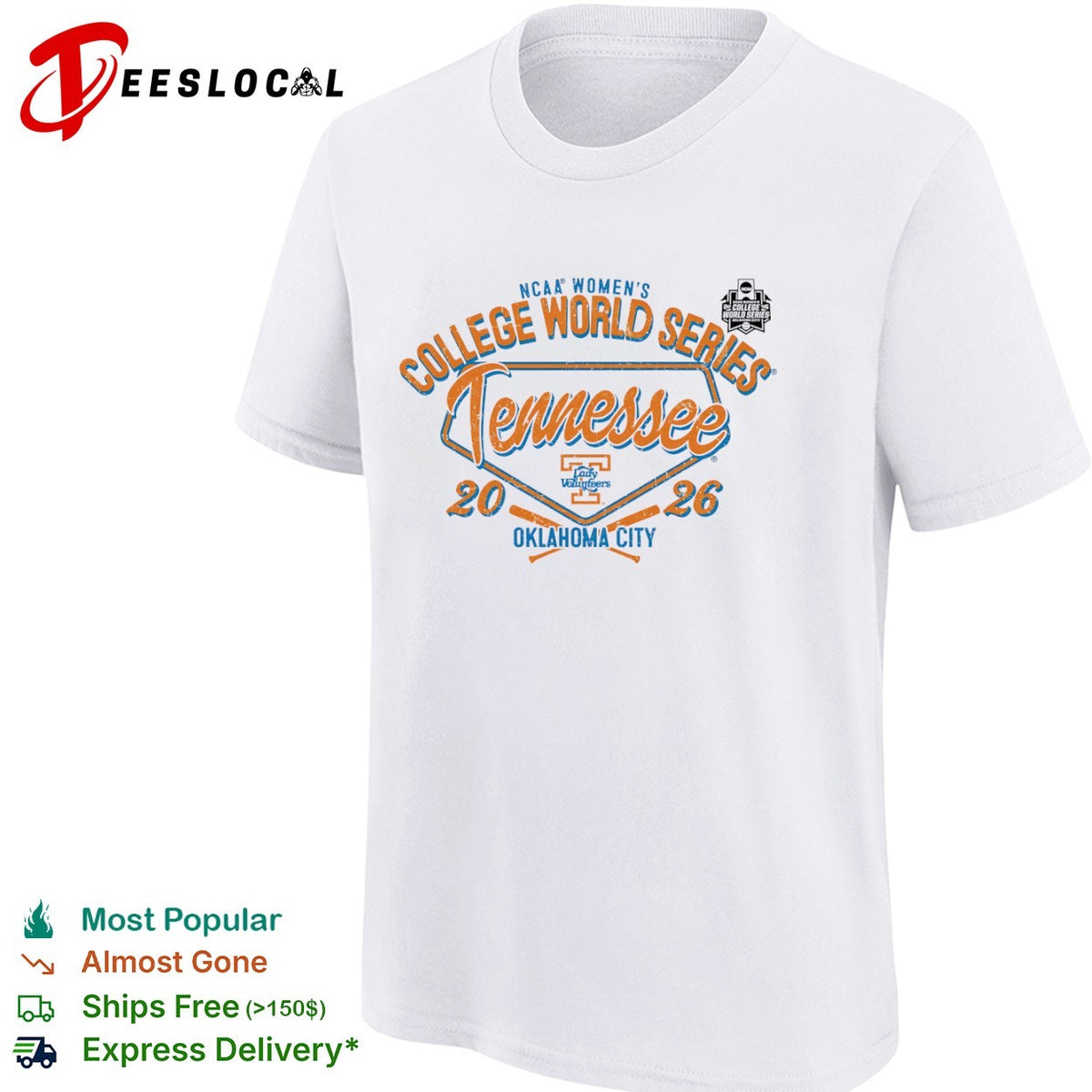 Tennessee Lady Volunteers NCAA College World Series 2026 Oklahoma City Logo shirt