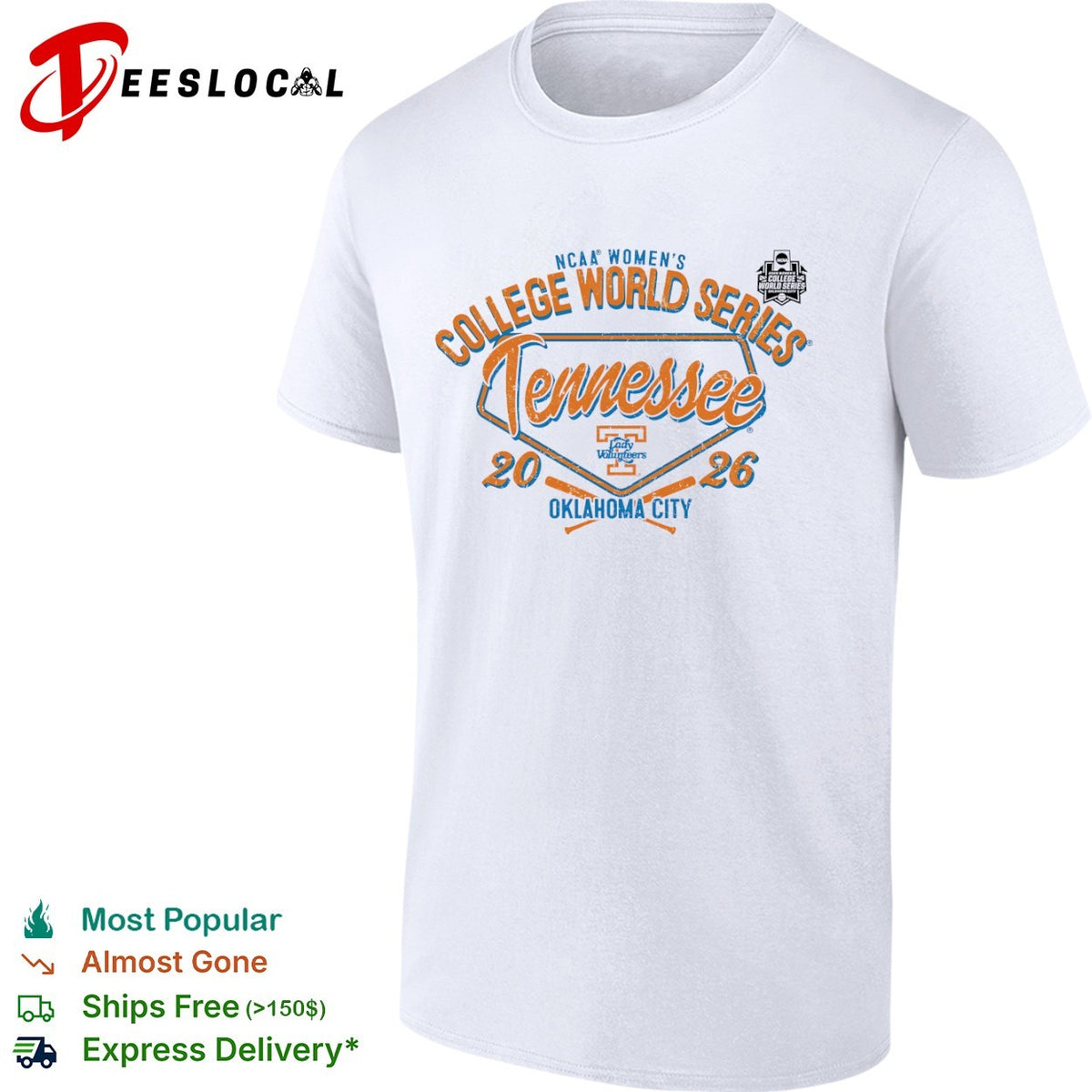 Tennessee Lady Volunteers NCAA College World Series 2026 Oklahoma City Logo shirt
