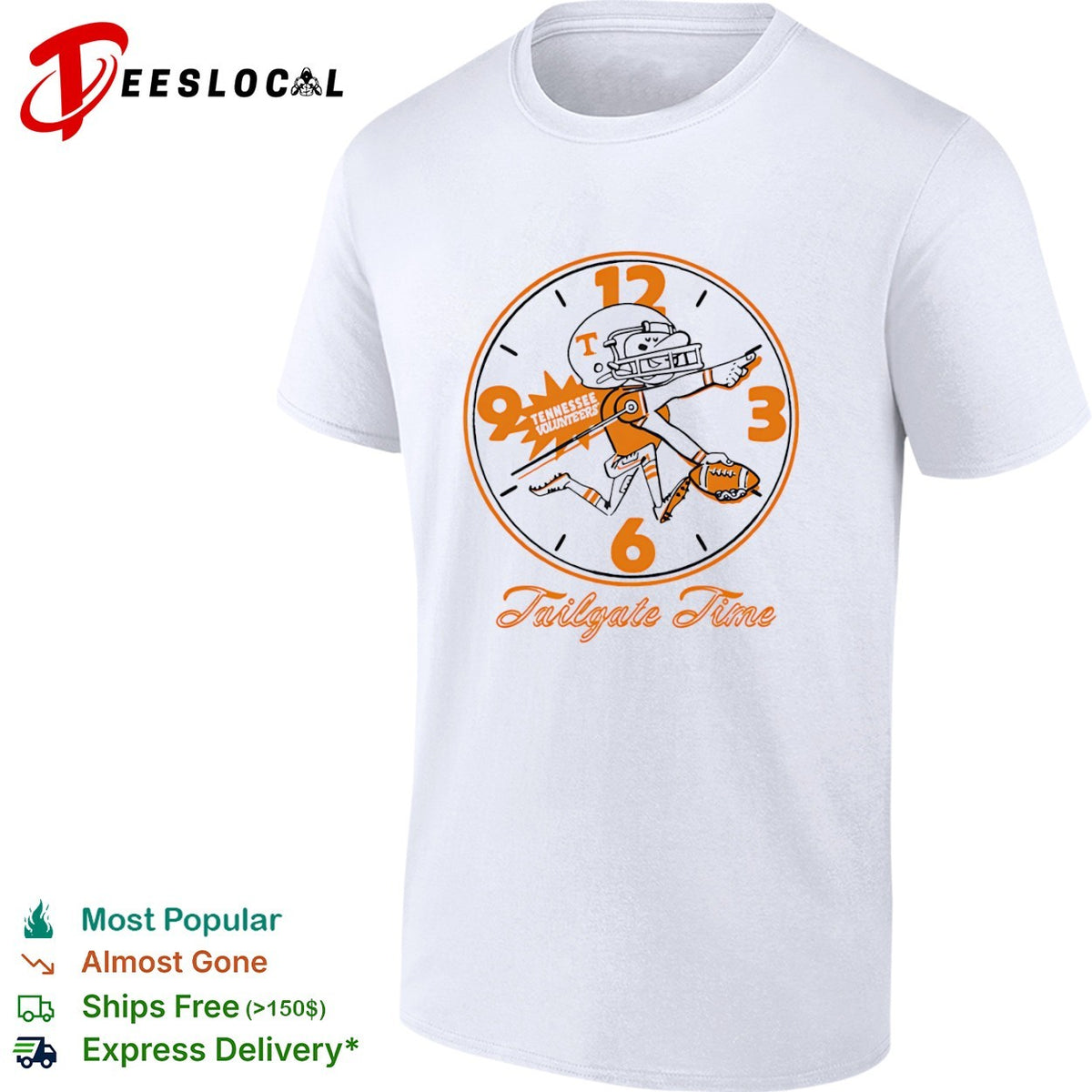Tennessee Volunteers Tailgate Time Clock Logo NCAA Football Sport Shirt