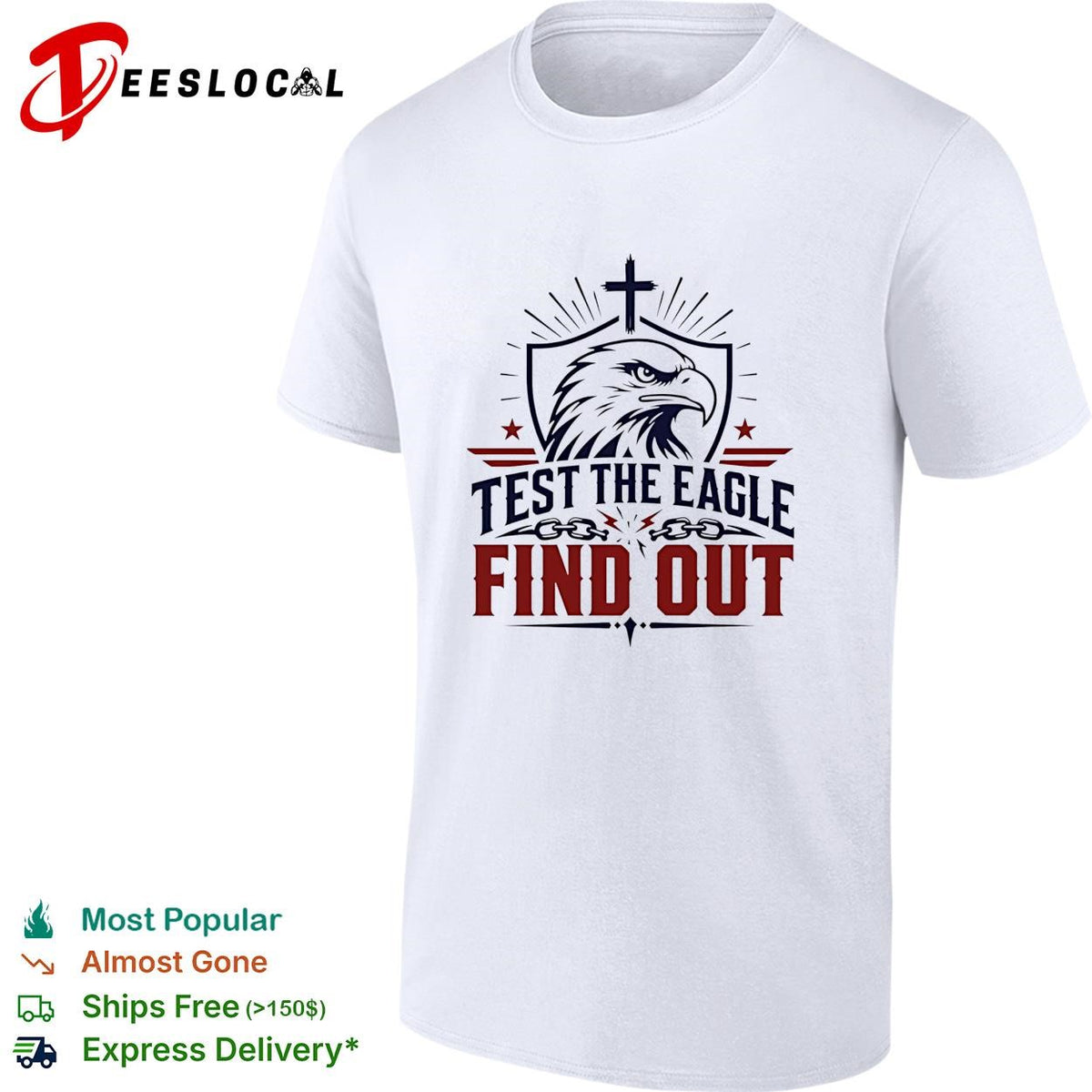 Test the eagle find out patriotic american bald eagle christian faith cross shirt
