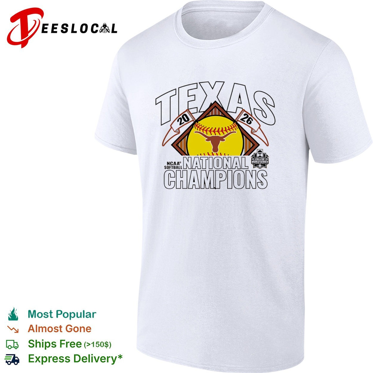 Texas 20 26 National Champions NCAA Softball College World Series Burnt Orange shirt
