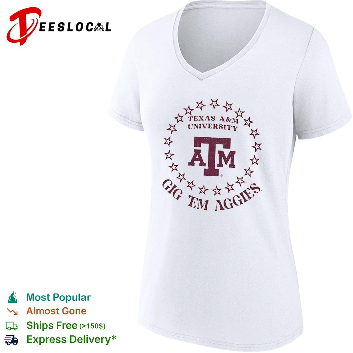 Texas A&M University Gig Em Aggies Texas A&M University Logo Ring of Stars shirt