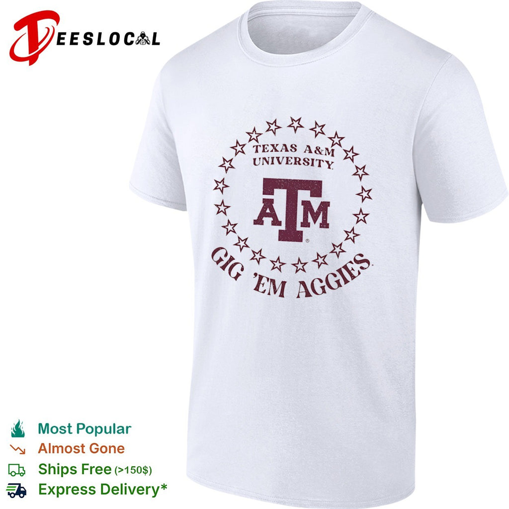 Texas A&M University Gig Em Aggies Texas A&M University Logo Ring of Stars shirt