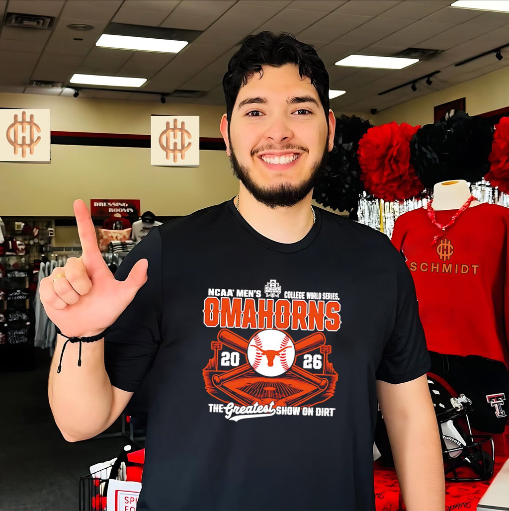 Texas Longhorns 2026 College World Series Bound OmaHorns The Greatest show on dirt shirt