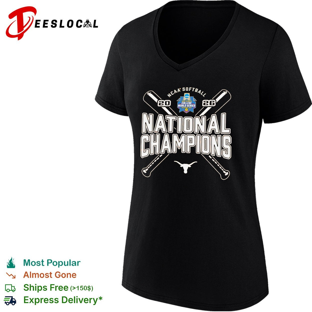 Texas Longhorns 2026 NCAA Softball National Champions Oklahoma City logo shirt