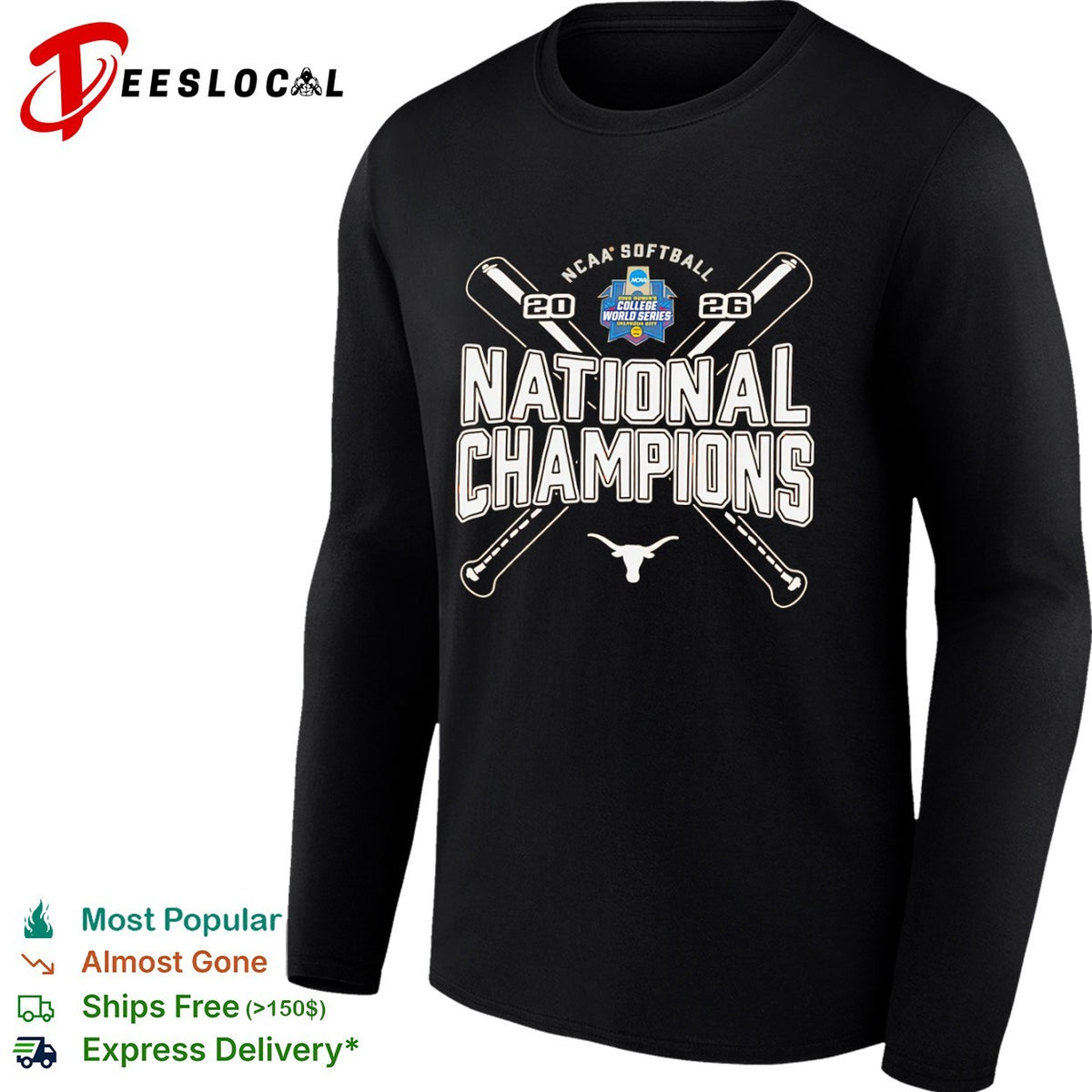 Texas Longhorns 2026 NCAA Softball National Champions Oklahoma City logo shirt