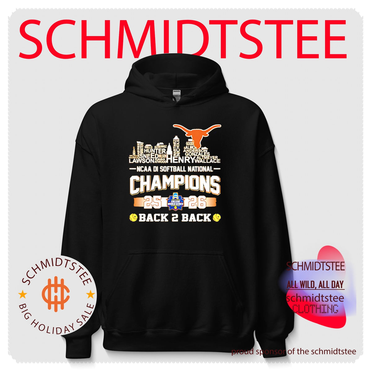 Texas Longhorns 2026 NCAA Women’s Softball National Champions back to back name skyline shirt