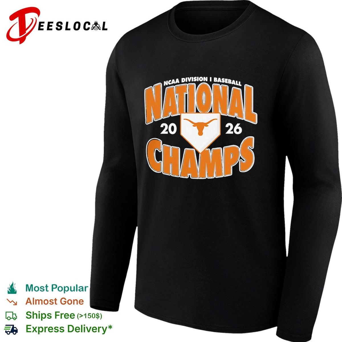 Texas Longhorns NCAA Division I Baseball National Champs 2026 shirt