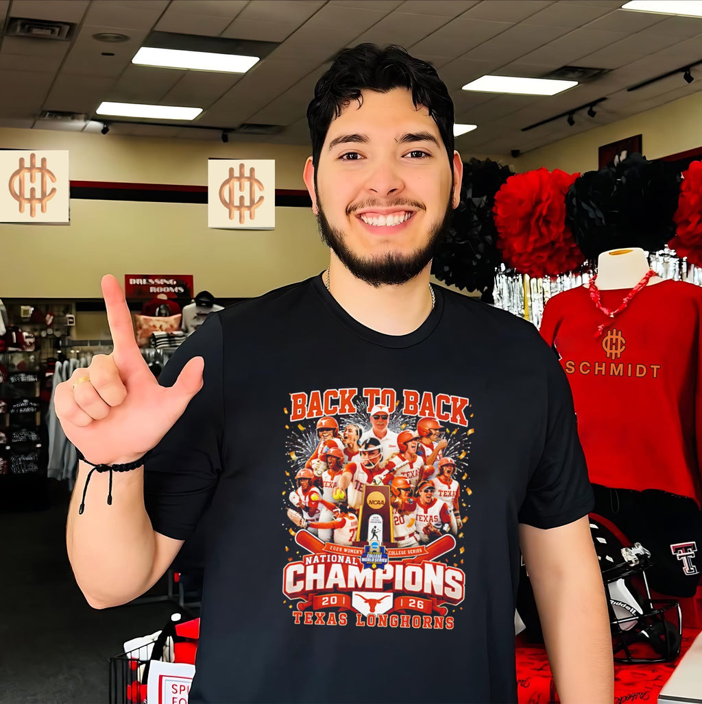 Texas Longhorns Softball ’26 WCWS National Champions back to back graphic shirt