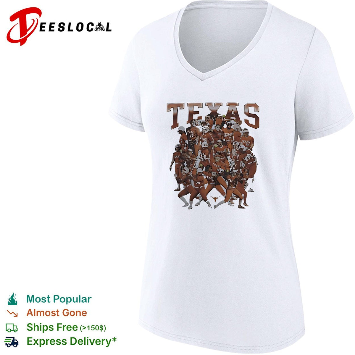 Texas Longhorns Softball Team NCAA Players Texas Collage Logo Official Team shirt