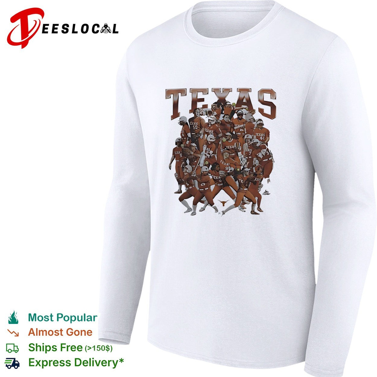 Texas Longhorns Softball Team NCAA Players Texas Collage Logo Official Team shirt
