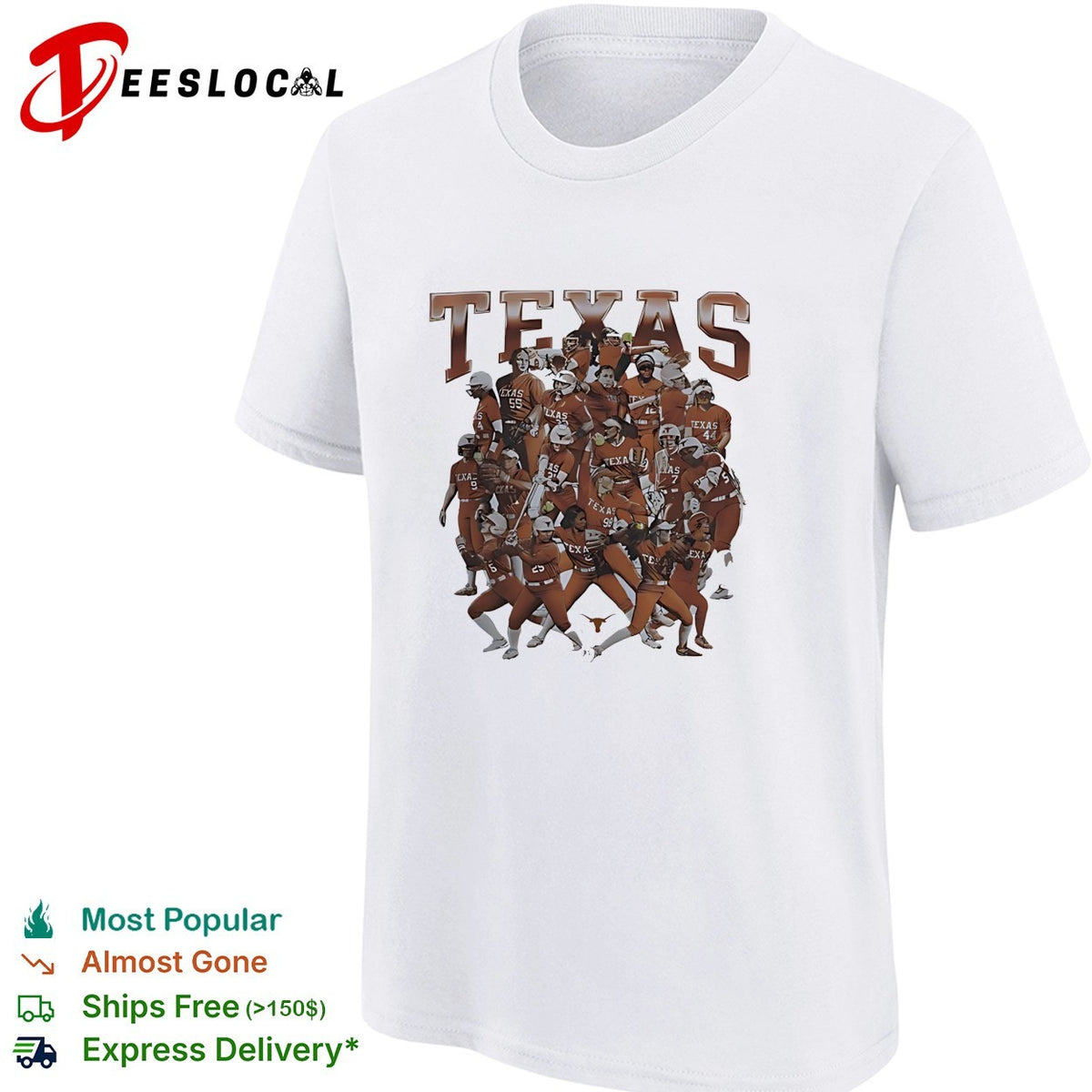 Texas Longhorns Softball Team NCAA Players Texas Collage Logo Official Team shirt