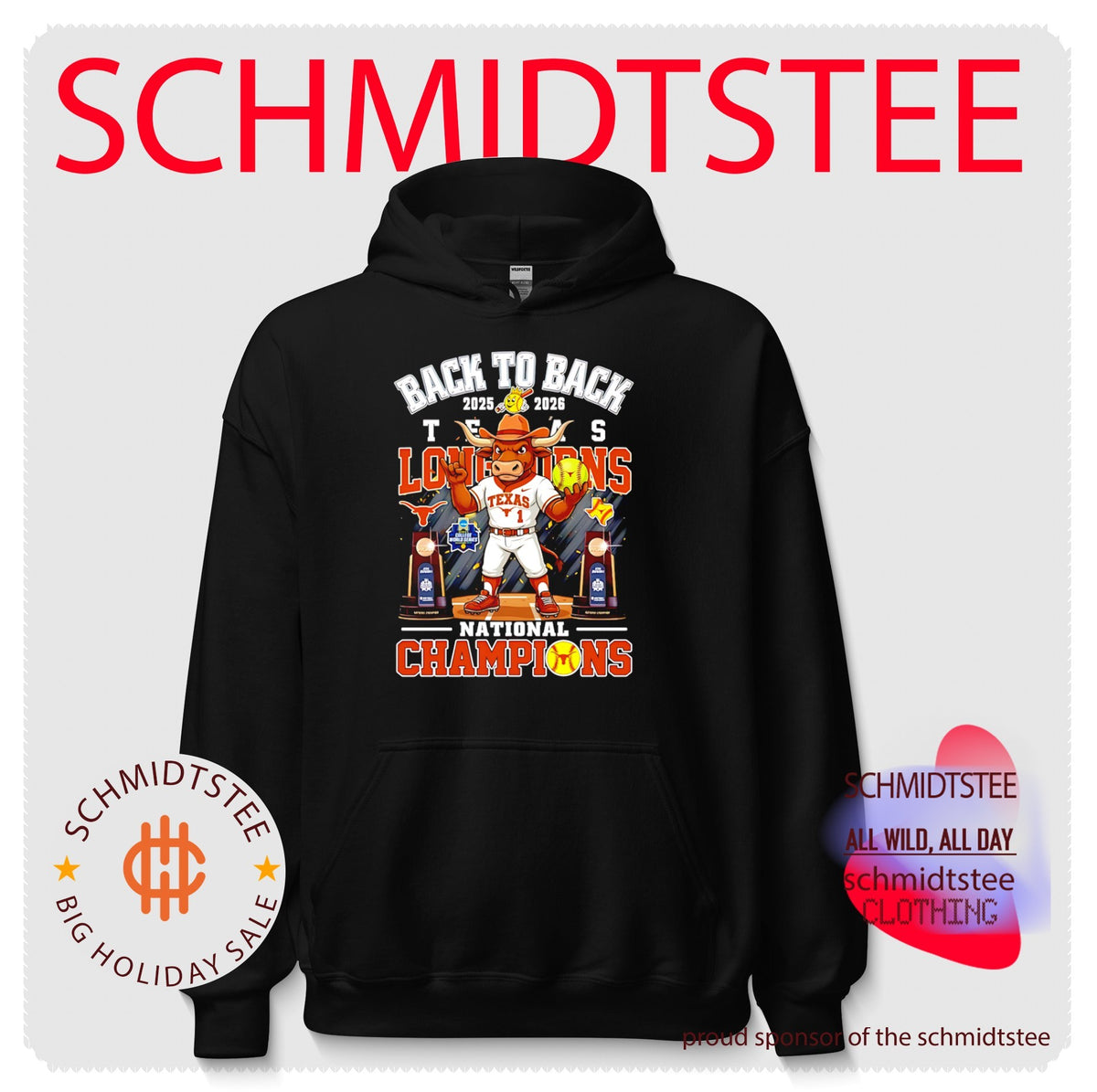 Texas Longhorns Women’s Softball 2025 2026 NCAA National Champions back to back mascot shirt